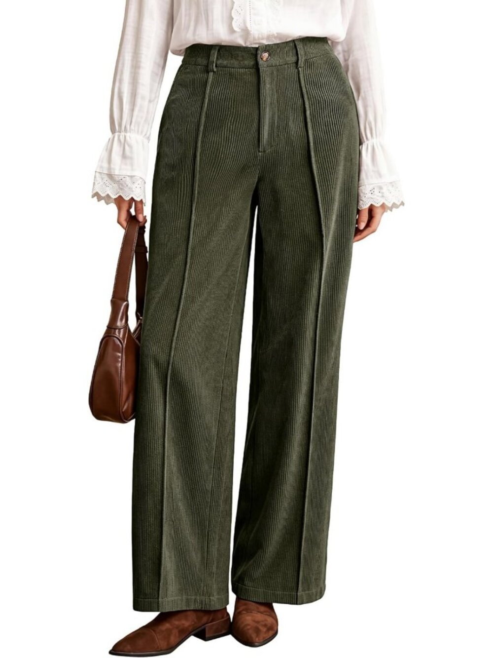 High-Waisted Corduroy Pants for Women | Business Casual Trousers, Stylish Fit